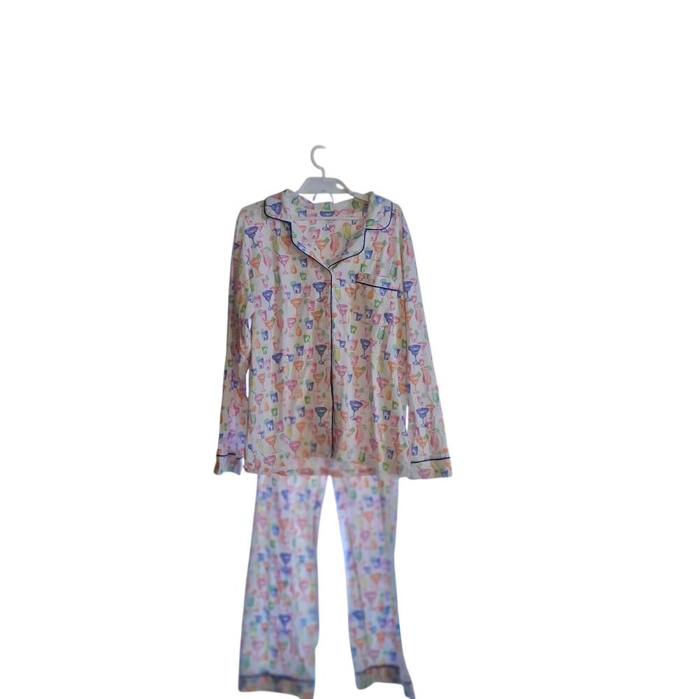 Bed Head pajamas womens Large margarita drinks organic cotton cropped pants top